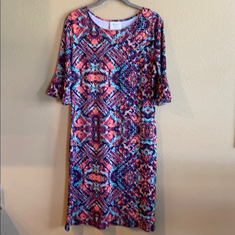 Kaiya Geometric 3/4 Sleeve Dress L